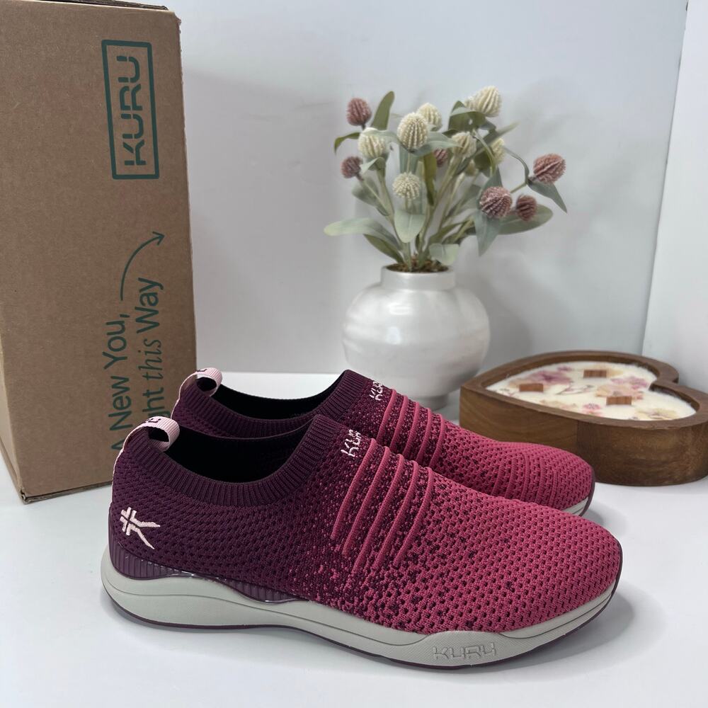 Kuru Stride Novaknit Slip On Comfort Sneaker Plum Women 10M NWB Casual